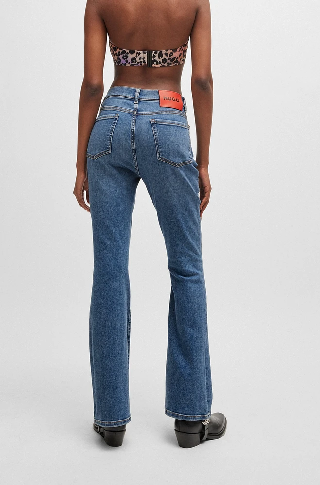 Skinny-fit flared jeans blue super-stretch denim