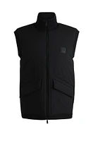 Padded mixed-material gilet with logo badge