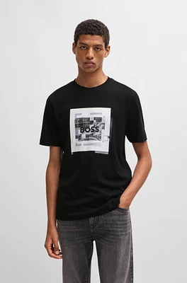 Cotton-jersey T-shirt with logo artwork