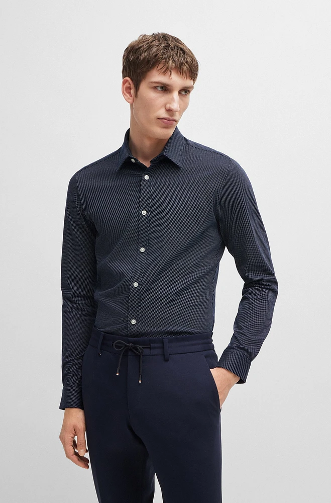 Slim-fit shirt structured cotton jersey