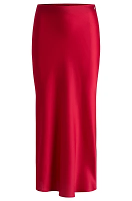 Midi-length skirt hammered satin