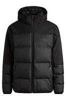 Water-repellent down jacket with detachable hood