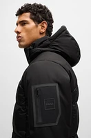 Water-repellent down jacket with detachable hood