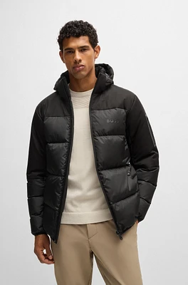 Water-repellent down jacket with detachable hood