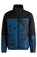 Water-repellent puffer jacket with logo print