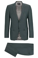 Slim-fit suit herringbone virgin wool