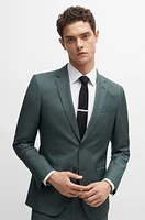 Slim-fit suit herringbone virgin wool