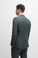 Slim-fit suit herringbone virgin wool