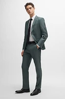 Slim-fit suit herringbone virgin wool