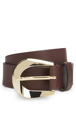 Italian-leather belt with gold-tone buckle