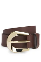 Italian-leather belt with gold-tone buckle