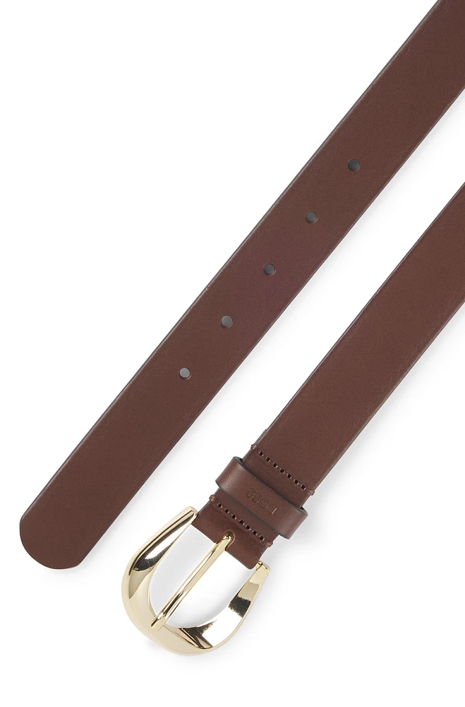 Italian-leather belt with gold-tone buckle