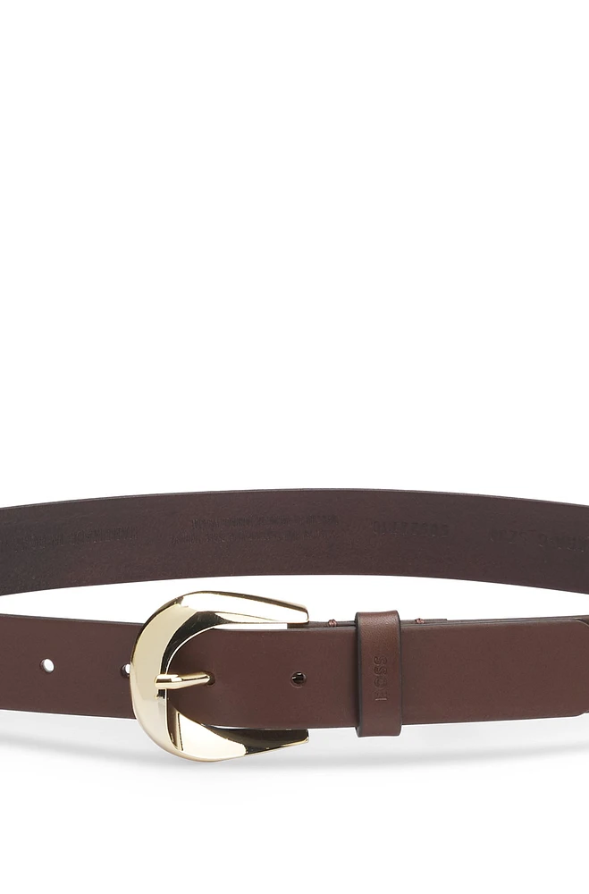 Italian-leather belt with gold-tone buckle