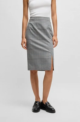 Pencil skirt checked stretch fabric