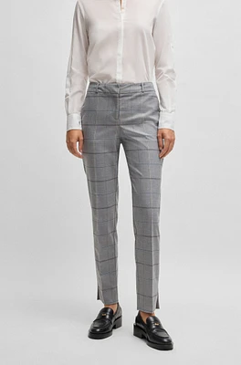 Formal trousers checked stretch fabric