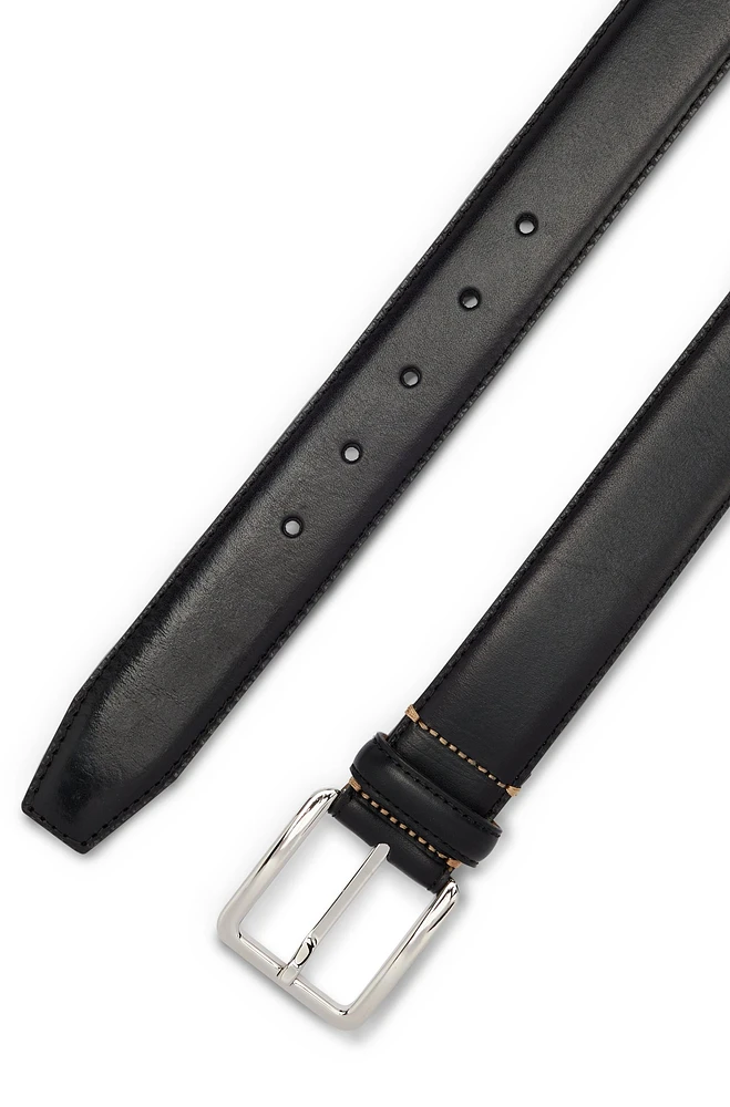 Italian-leather belt with contrast stitching