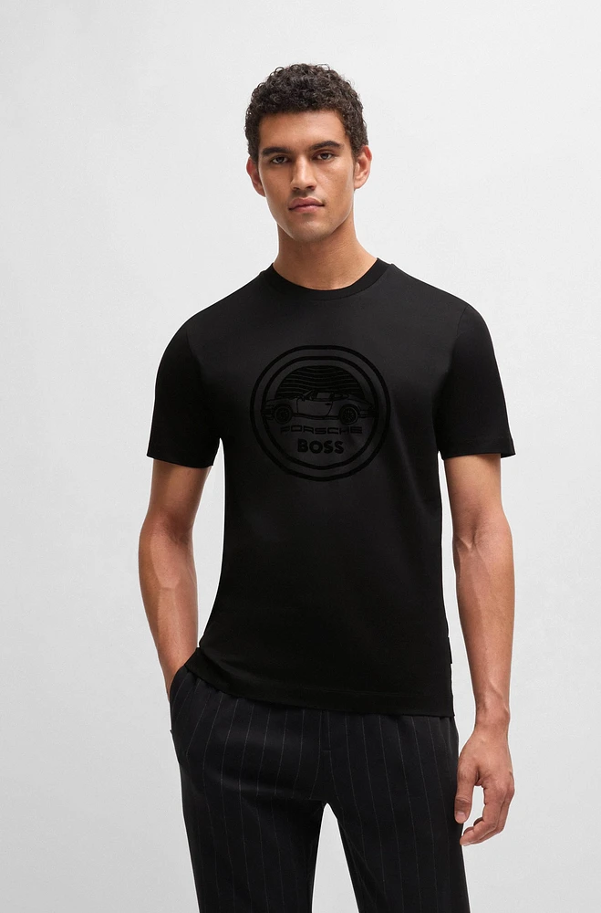 Porsche x BOSS mercerized-cotton T-shirt with special branding