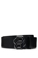 Italian-leather belt with Double B monogram buckle