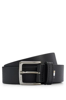 Grained Italian-leather belt with signature-stripe trim