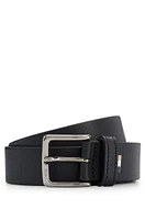 Grained Italian-leather belt with signature-stripe trim