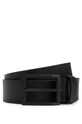 Italian-leather belt with brushed silver hardware