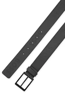 Italian-leather belt with brushed silver hardware