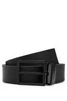 Reversible belt in plain and grained Italian leather