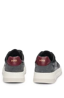 Mixed-leather trainers with layered upper