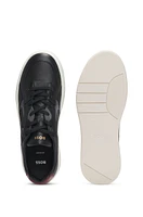 Mixed-leather trainers with layered upper