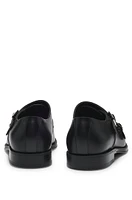 Cap-toe double monk shoes leather