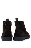 Suede half boots with side zip and signature accents