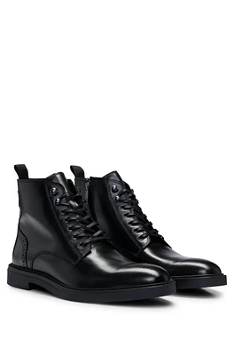 Polished-leather half boots with brogue details