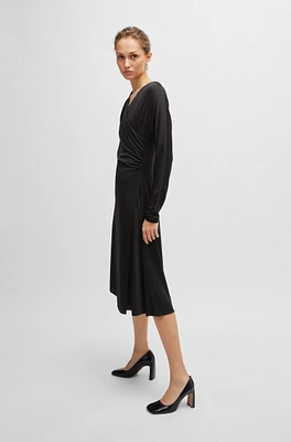 BOSS - Long-sleeved dress with wrap front Black