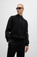 Zip-neck regular-fit sweater with logo detail