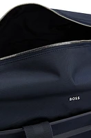 BOSS - Logo-trimmed holdall in structured nylon with smart sleeve - Dark Blue