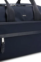 BOSS - Logo-trimmed holdall in structured nylon with smart sleeve - Dark Blue