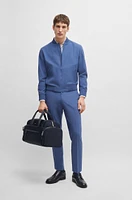 BOSS - Logo-trimmed holdall in structured nylon with smart sleeve - Dark Blue