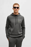 Regular-fit knitted hoodie with stripes and branding