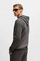 Regular-fit knitted hoodie with stripes and branding