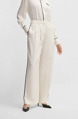 BOSS - Relaxed-fit trousers with a wide leg White