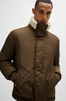 Water-repellent jacket with faux-fur collar