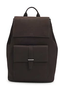 Drawstring backpack in nubuck with branded trims