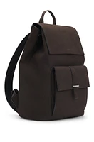 Drawstring backpack in nubuck with branded trims