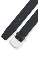 Italian-leather belt with polished branded buckle