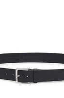 Italian-leather belt with polished branded buckle