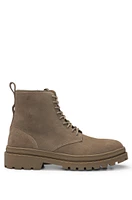 Suede lace-up boots with rubber outsole