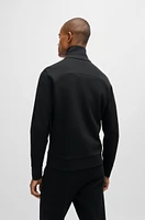 BOSS - Sweatshirt with jacquard collar and cuffs Black