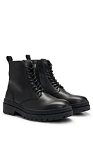 Leather lace-up boots with rubber outsole