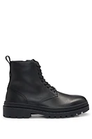 Leather lace-up boots with rubber outsole