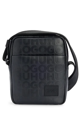 Reporter bag in faux leather with repeat-logo motif